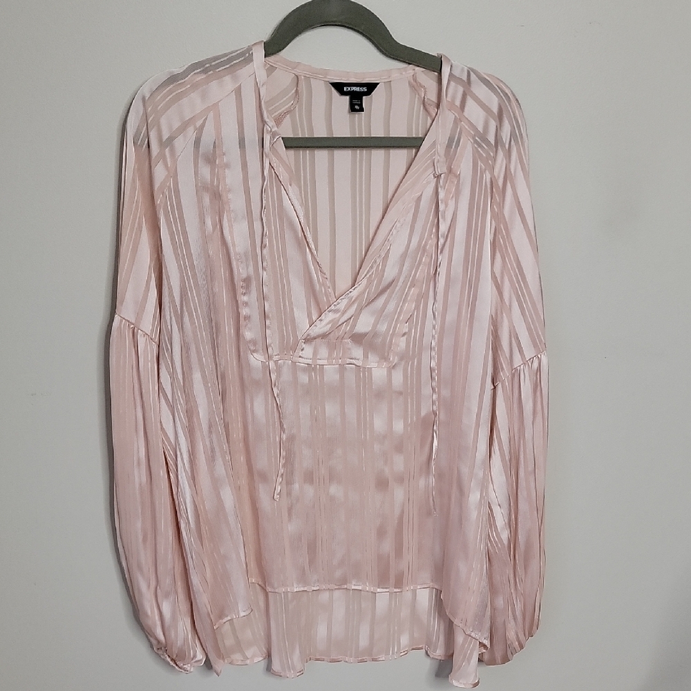 Express Pink Long Sleeve Relaxed Blouse XL